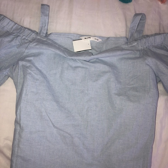 Blue and White Off-Shoulder Dress - Picture 1 of 1